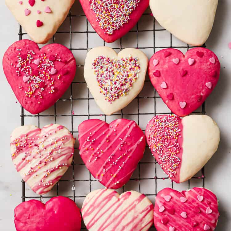 Heart Shaped Cookies on a cooling rack