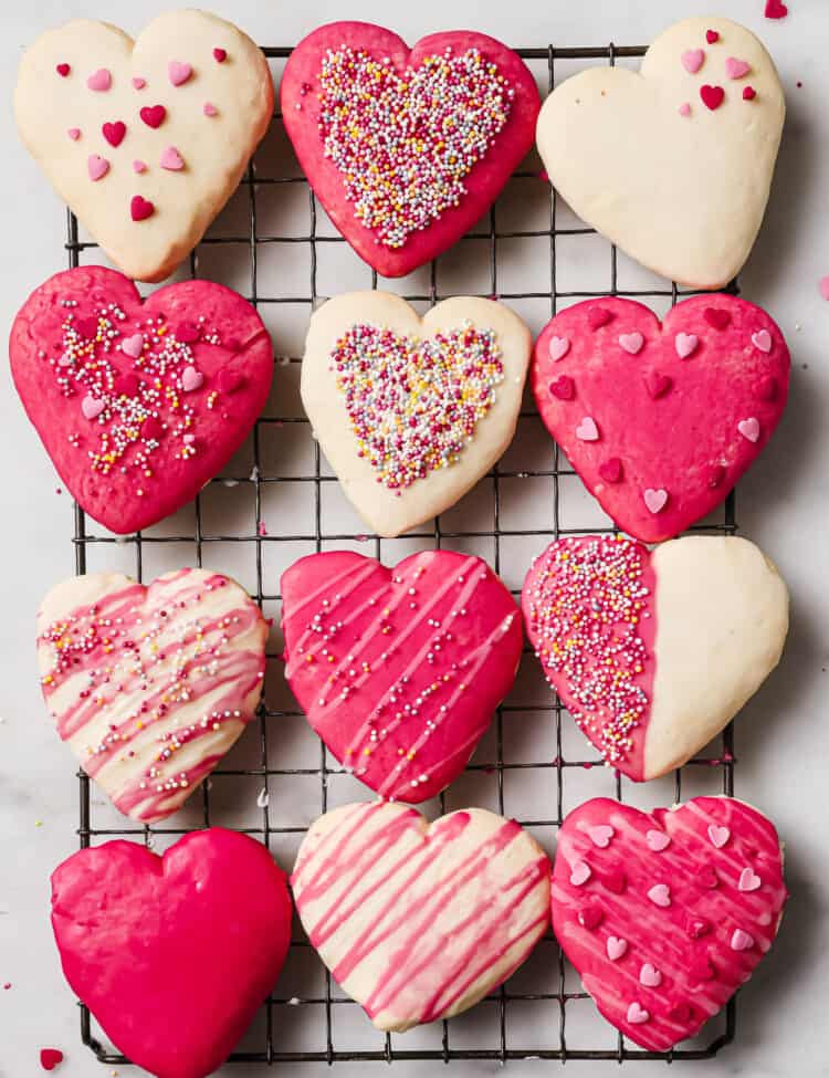 Heart Shaped Cookies on a cooling rack