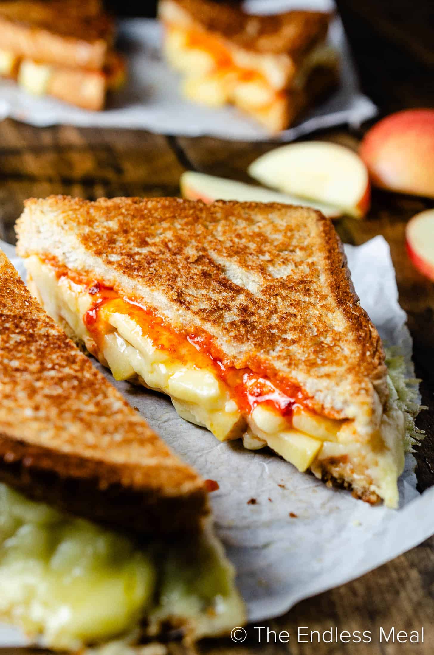 An Apple Grilled Cheese sandwich on a table
