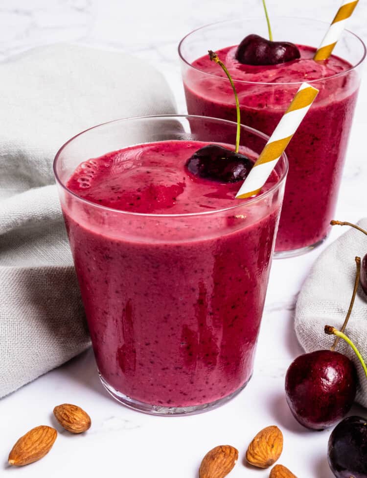 Two Cherry Smoothies in glasses