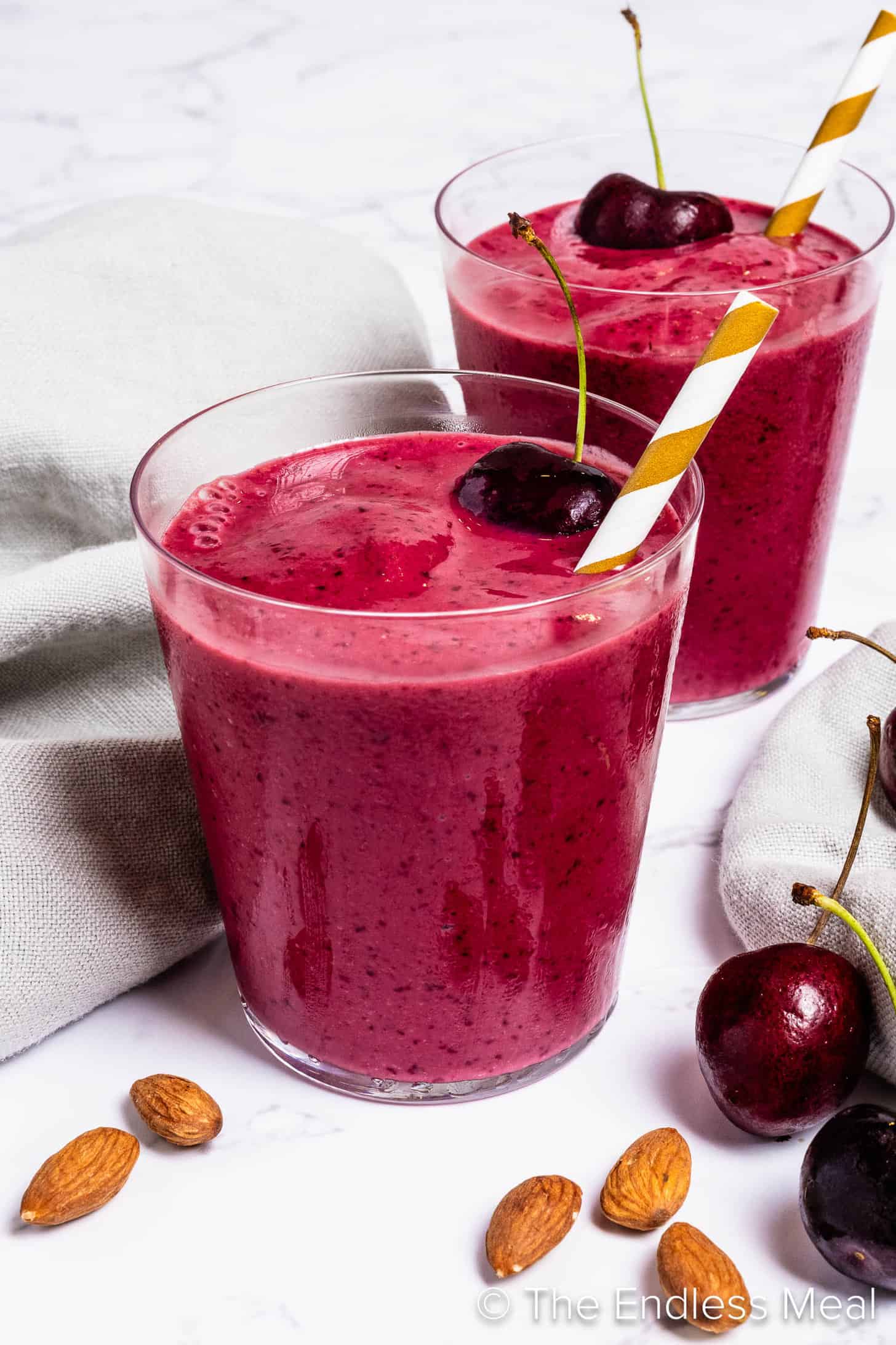 Two Cherry Smoothies in glasses