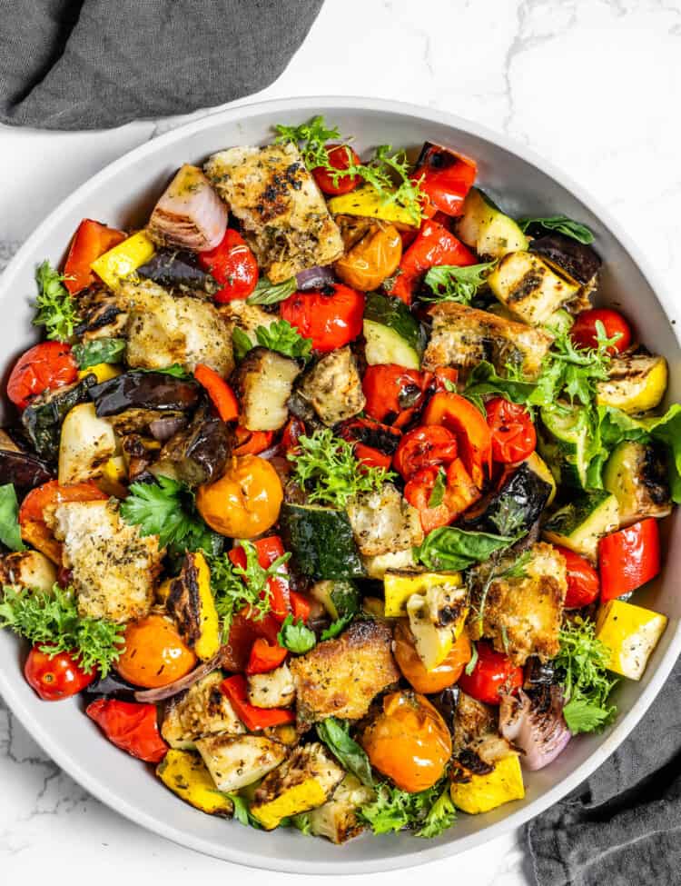 A close up of Grilled Vegetable Salad