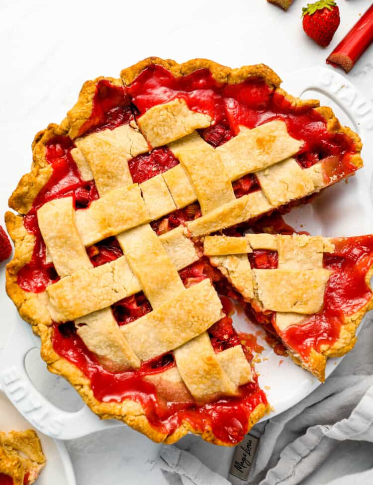This Strawberry Rhubarb Pie recipe hot out of the oven.