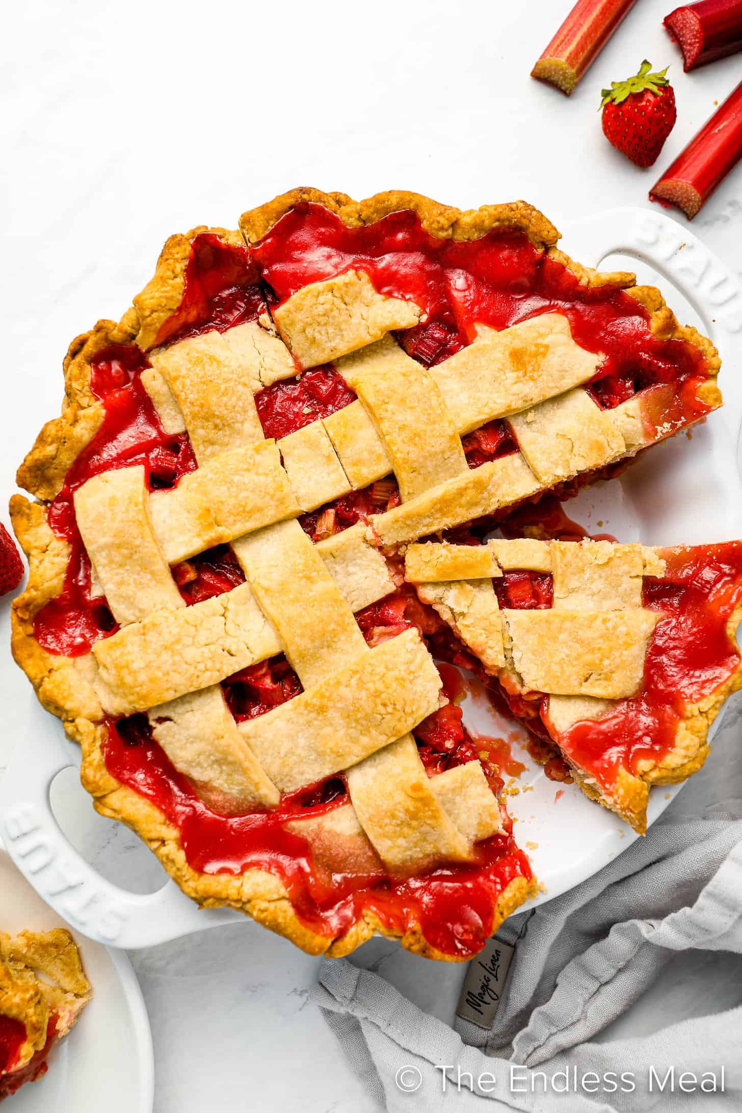 This Strawberry Rhubarb Pie recipe hot out of the oven.