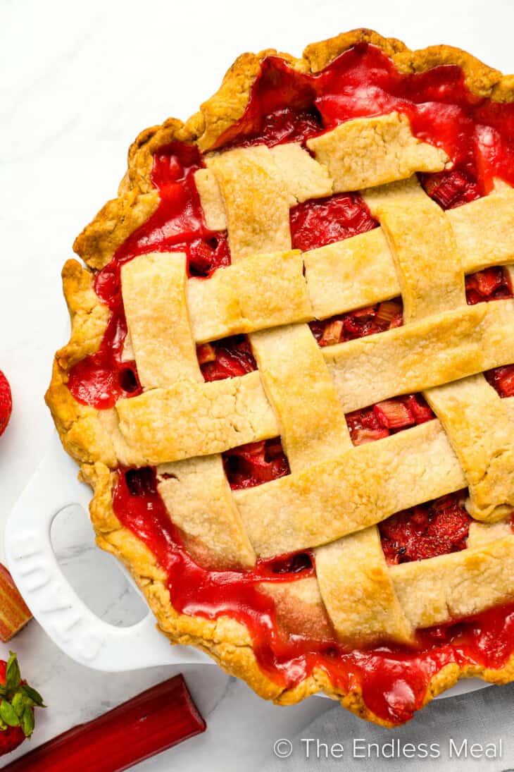 Strawberry Rhubarb pie with a lattice top