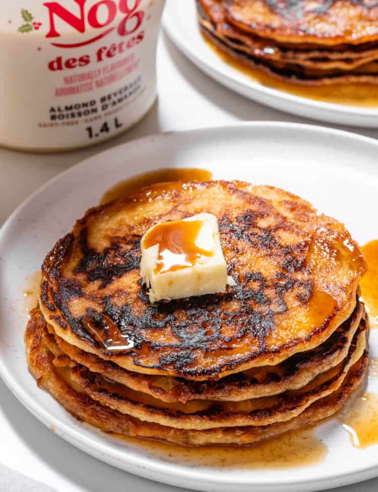 A stack of Eggnog Pancakes