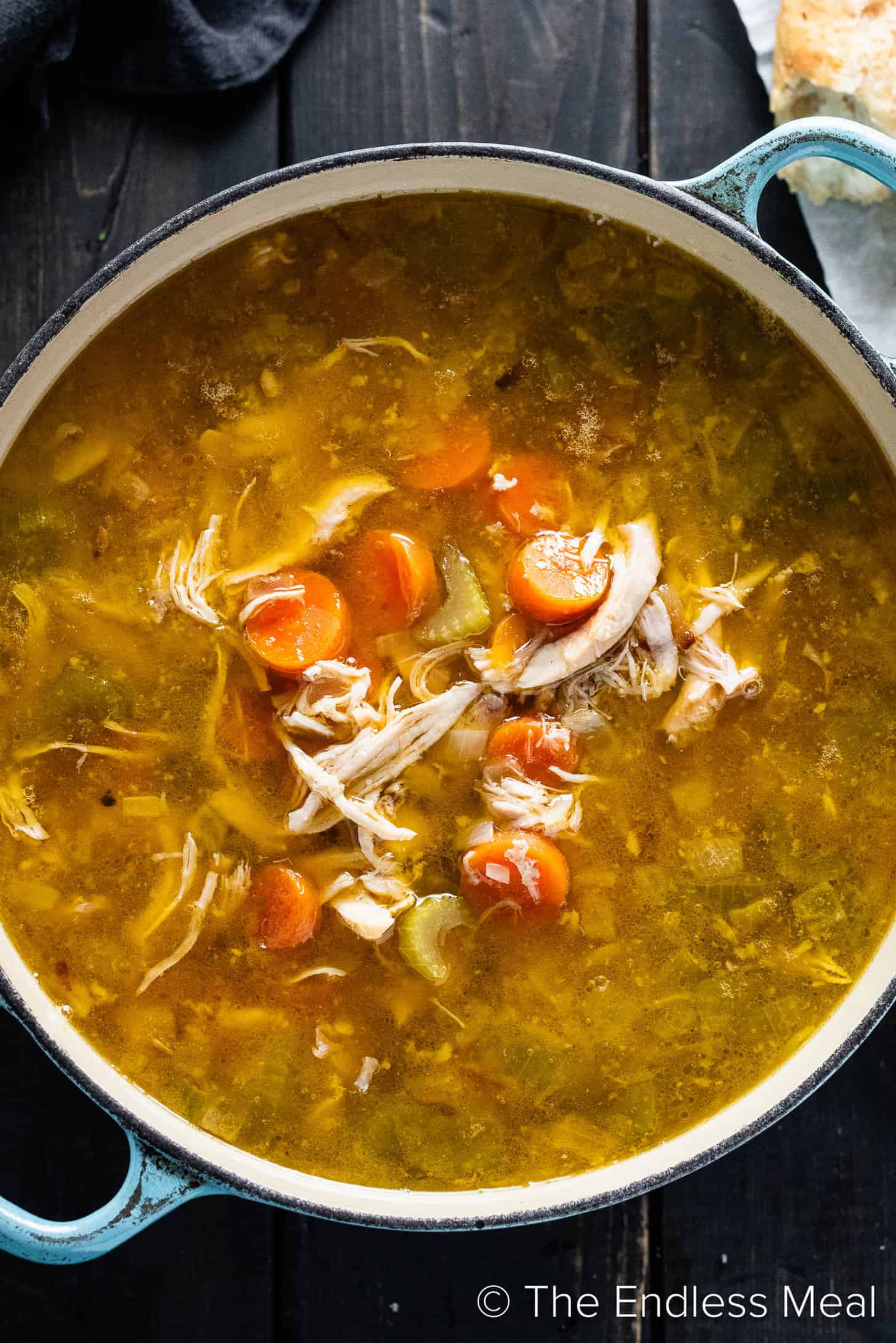 Homemade Turkey Soup in a pot