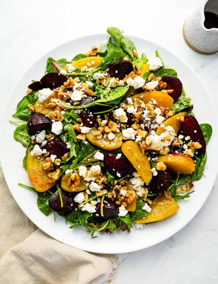 Beet and Goat Cheese Salad on a serving platter