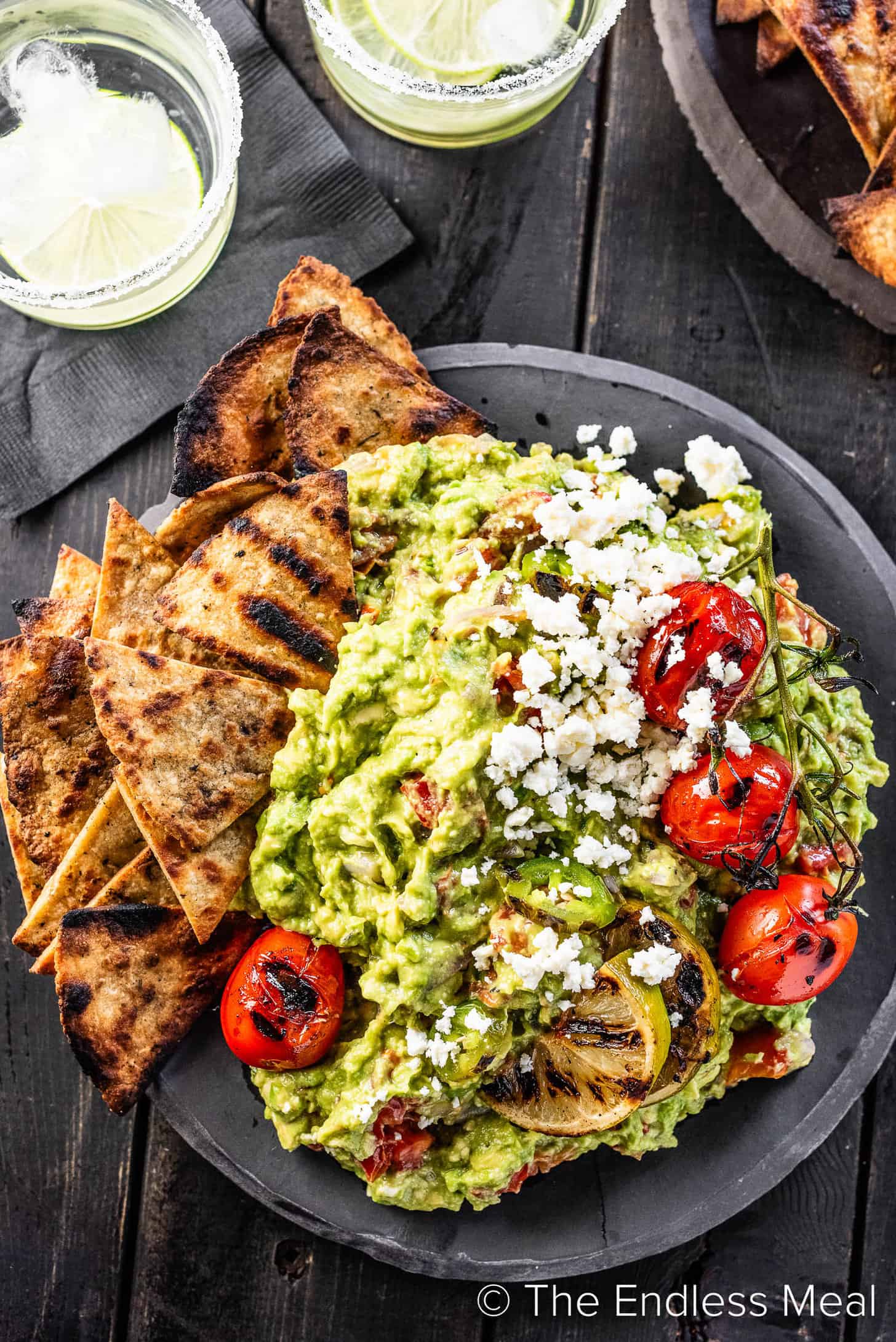 Grilled Guacamole with grilled veggies