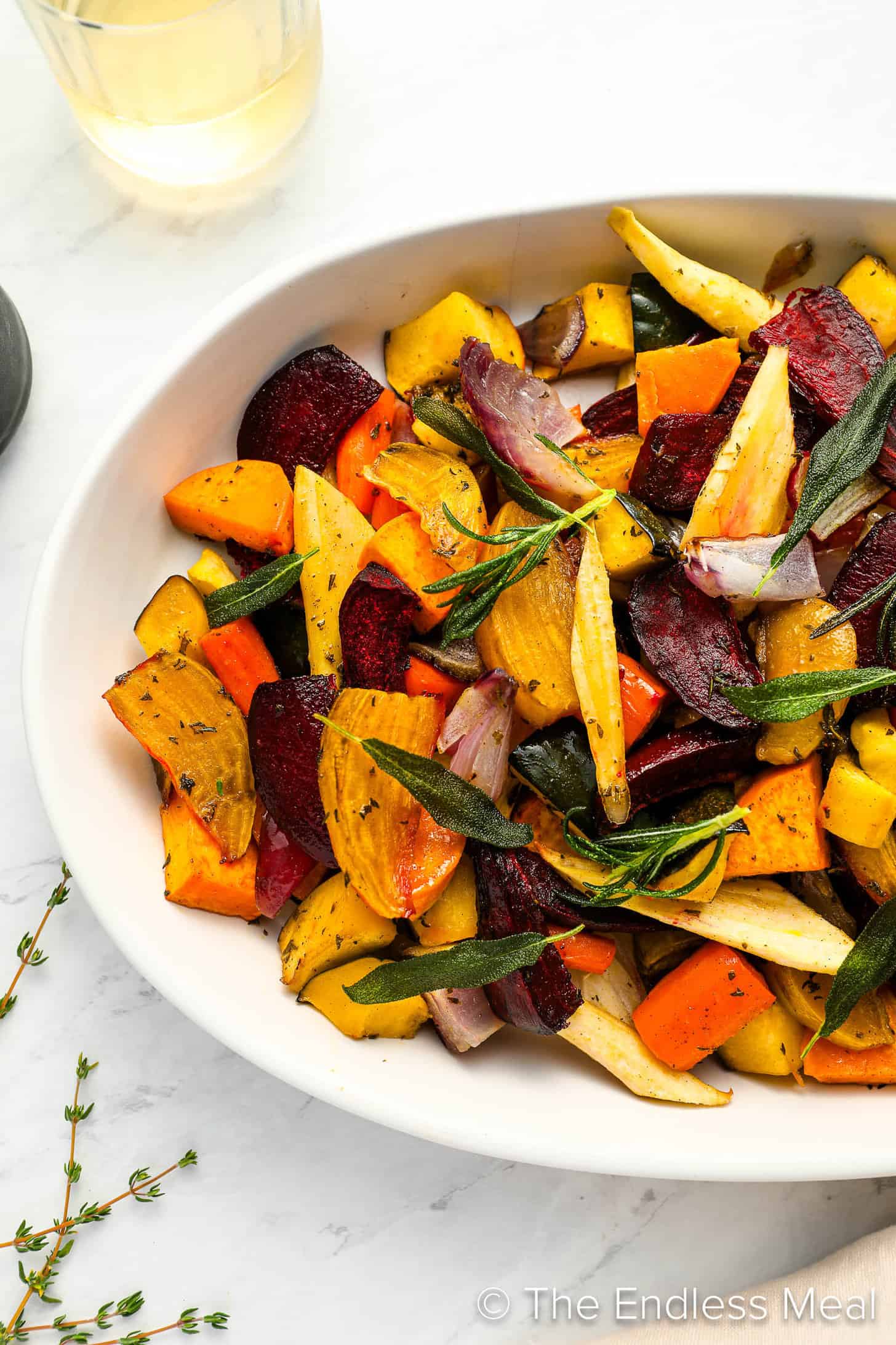 Roasted Root Vegetables in a serving dish