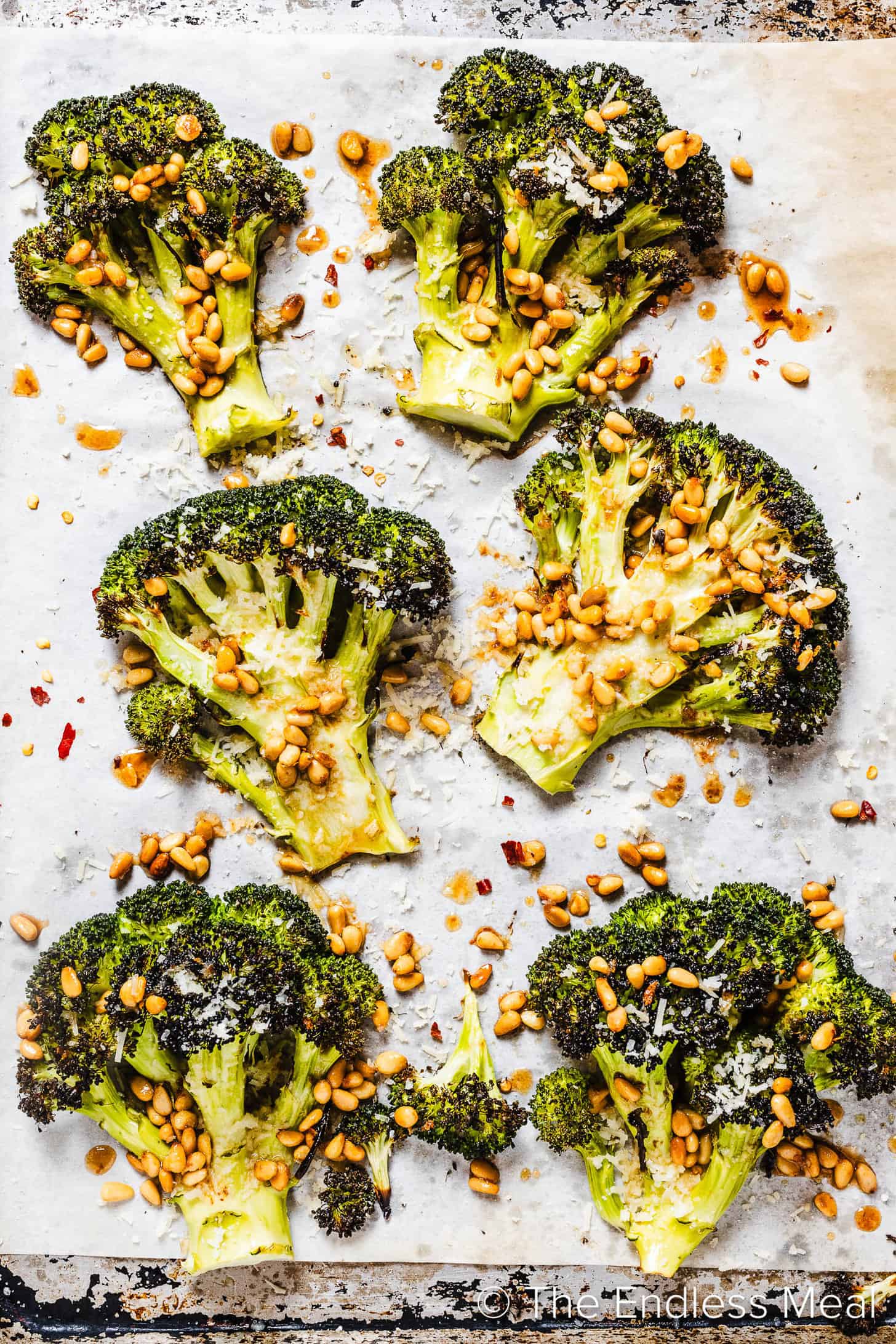Broccoli Steaks on a roasting pan