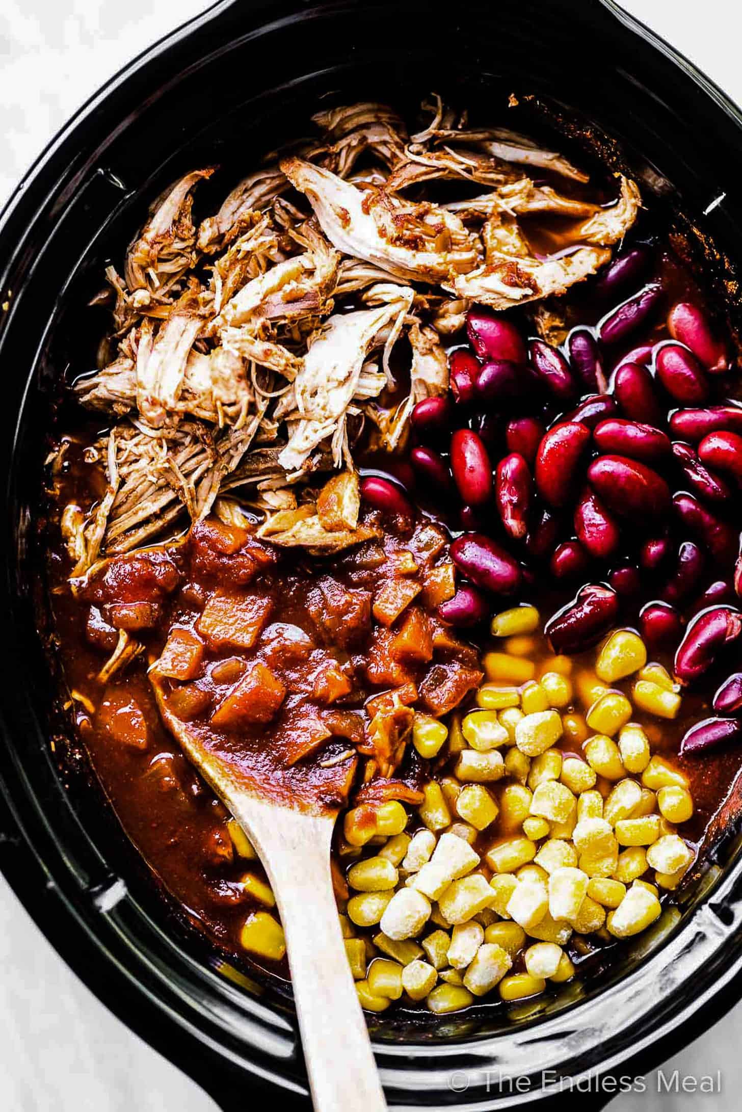 BBQ Chicken Chili in a slow cooker