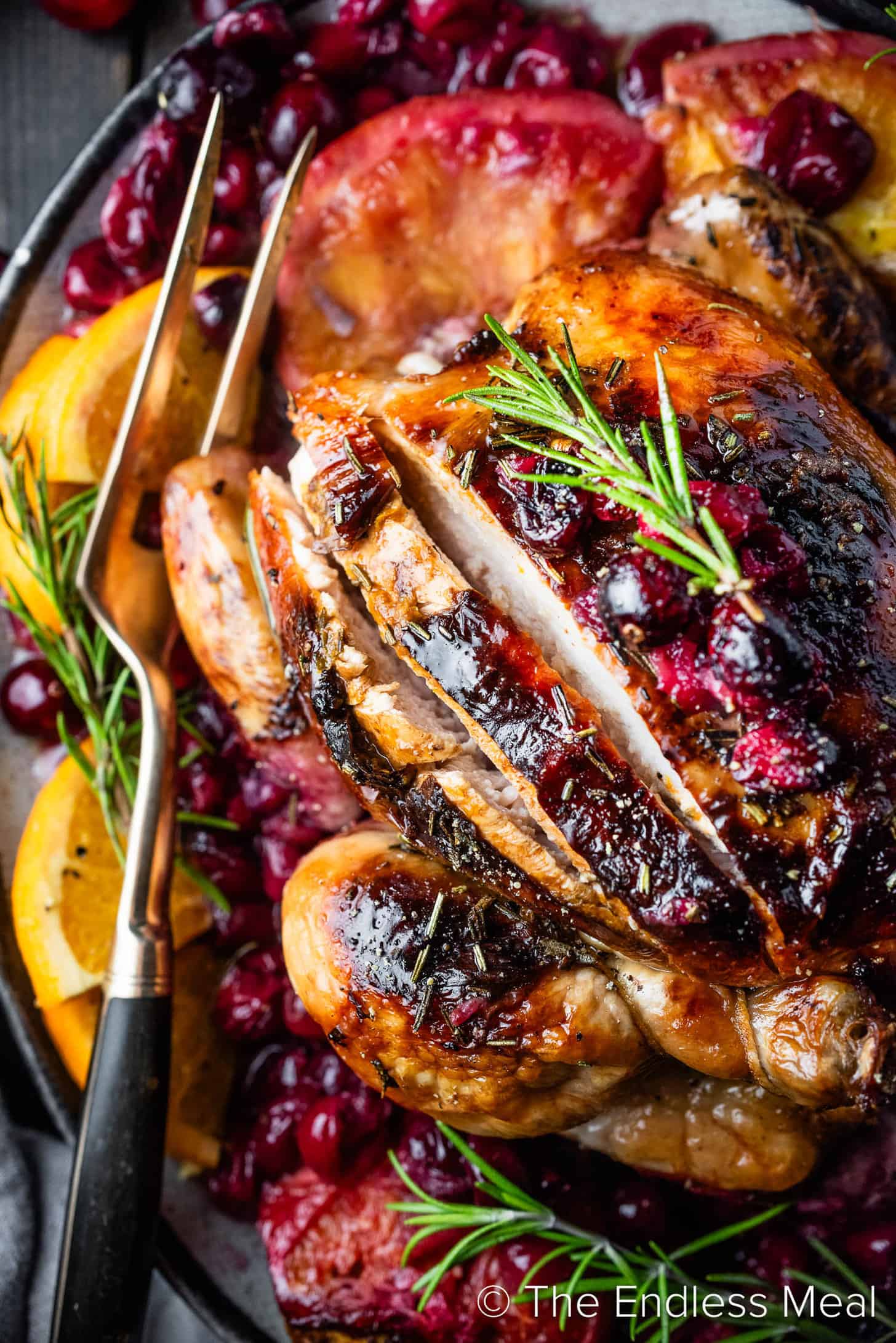 Carving a Cranberry Roasted Chicken
