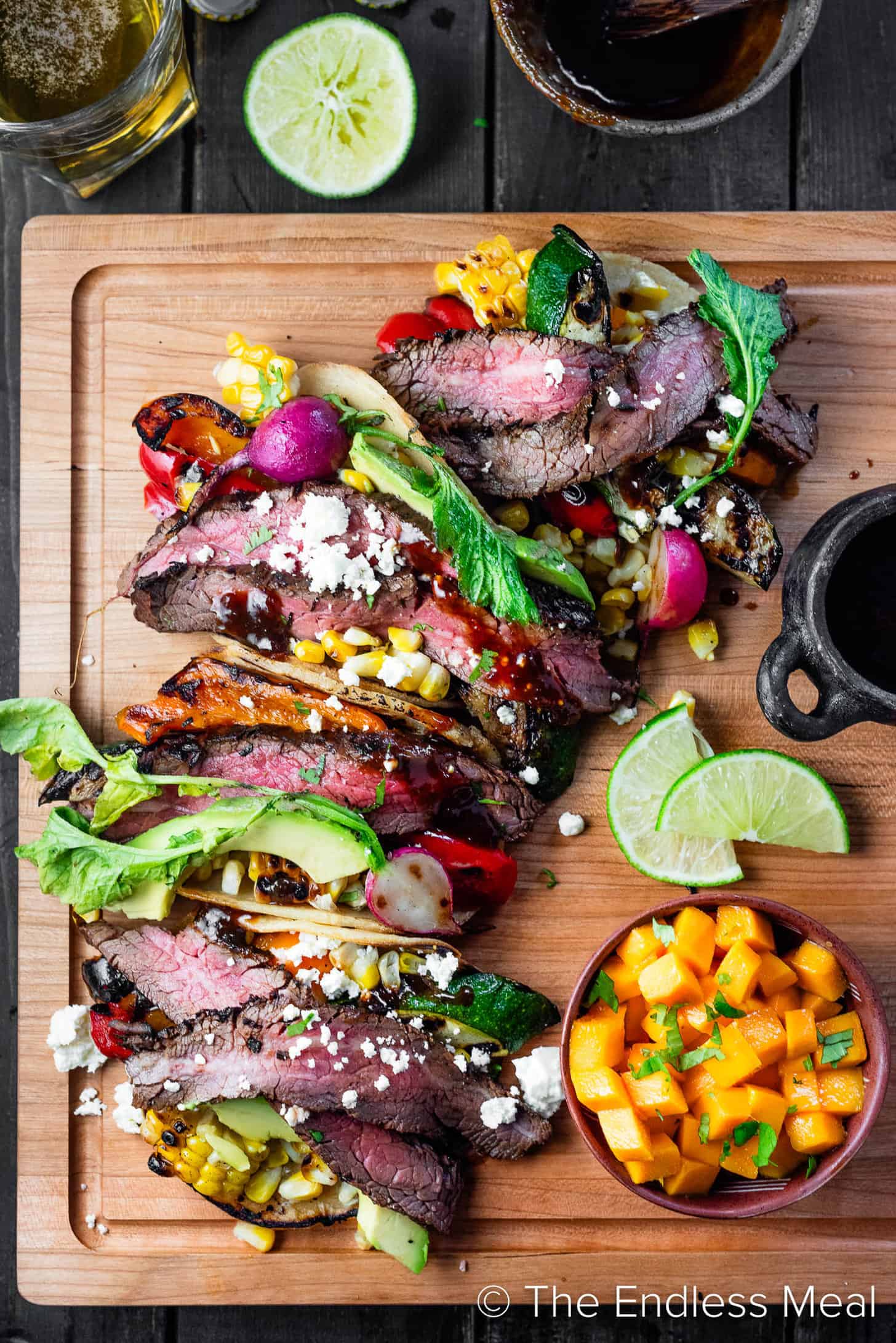 Grilled Steak Tacos on a serving platter