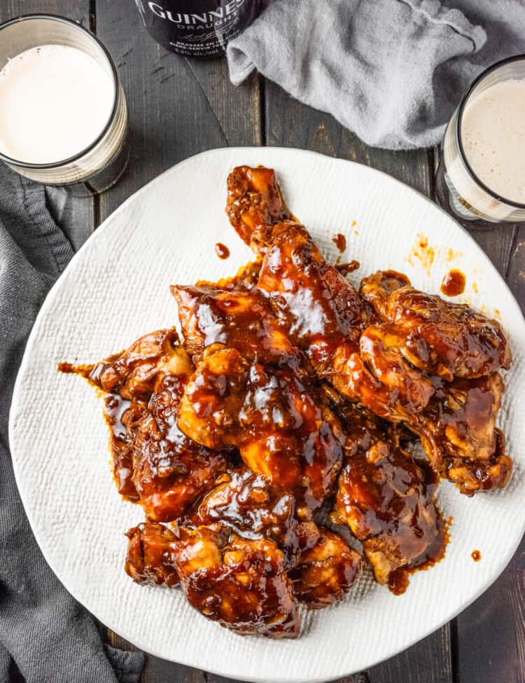 Sticky Guinness Chicken on a serving plate