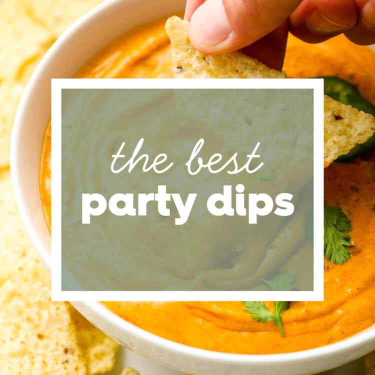 a picture of a cheese dip with the words Best Party Dips on top