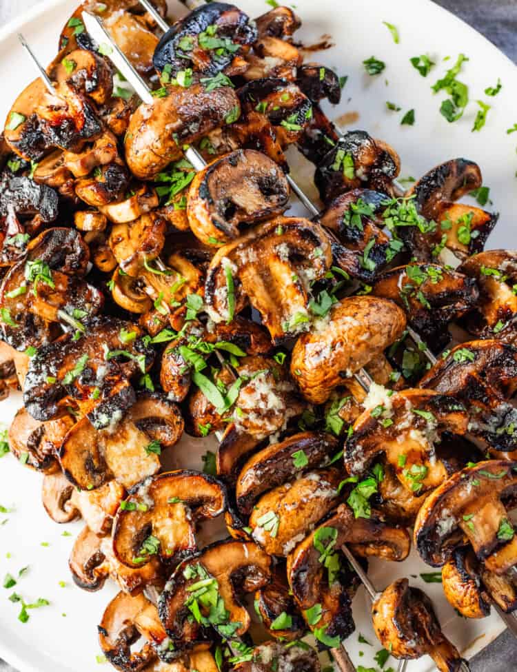 Grilled Mushrooms on a dinner serving plate
