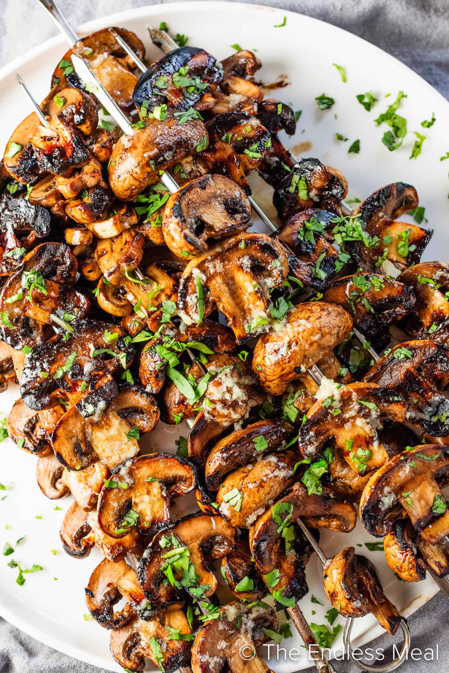 Grilled Mushrooms on a dinner serving plate