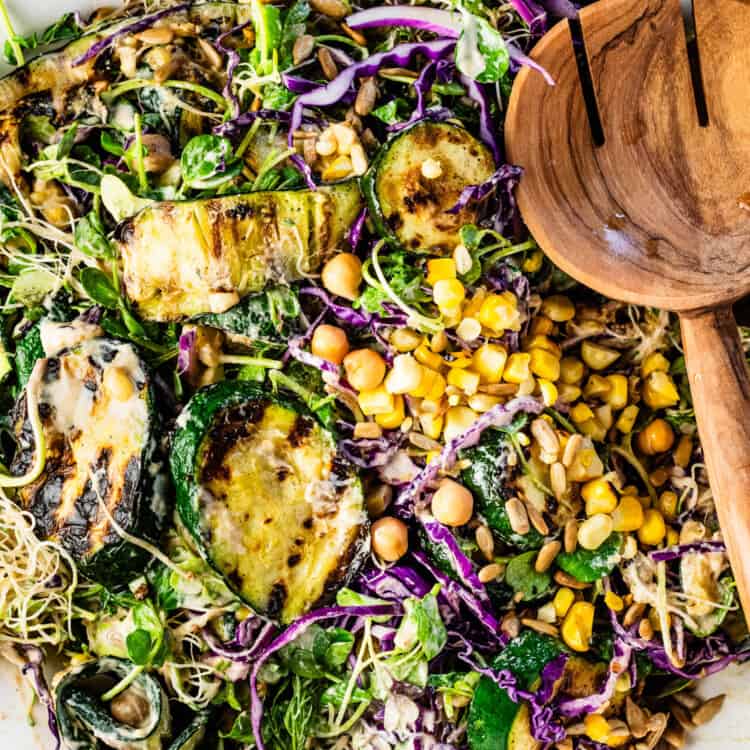 Grilled Zucchini Salad in a salad bowl