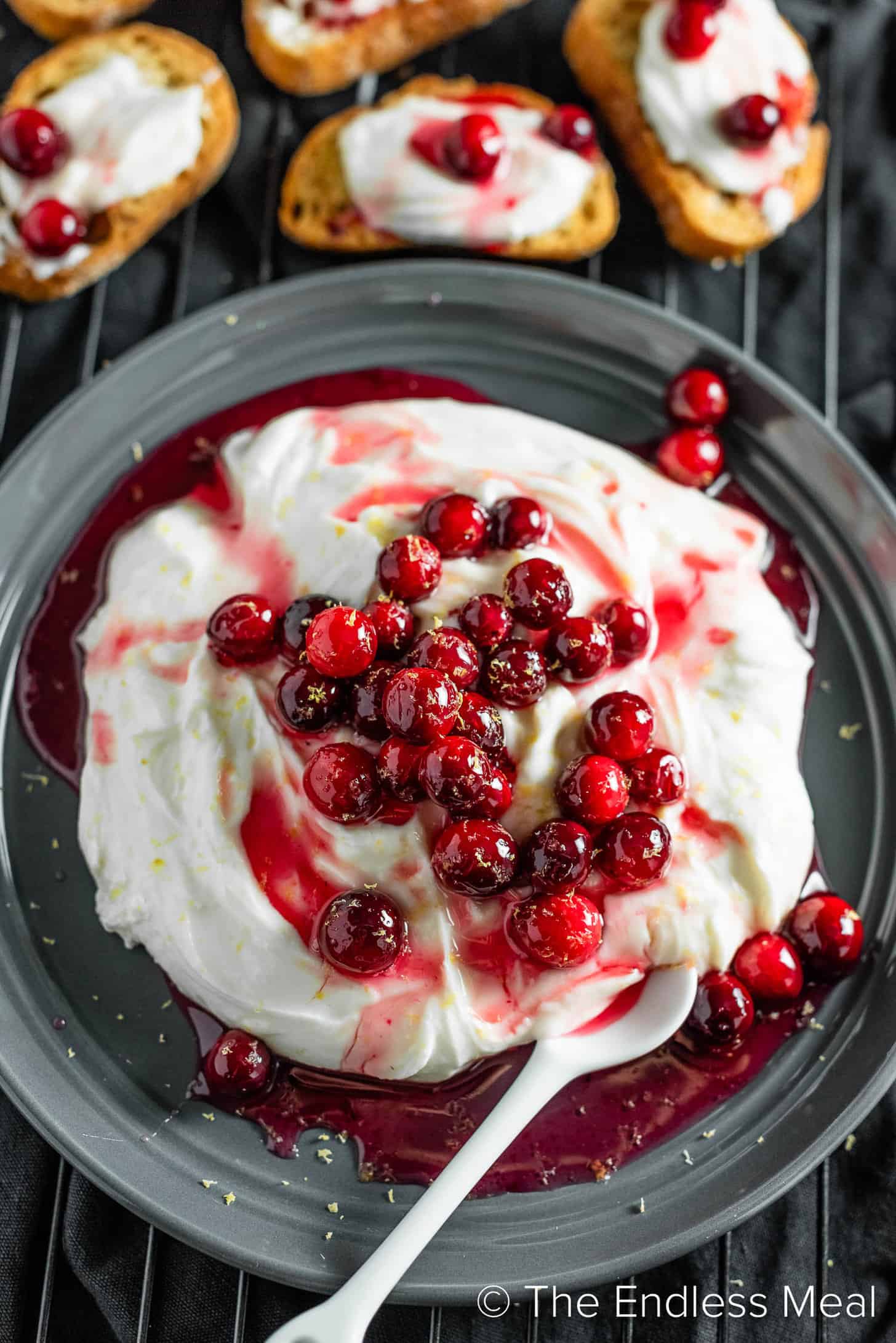 Whipped Lemon Ricotta topped with cranberries