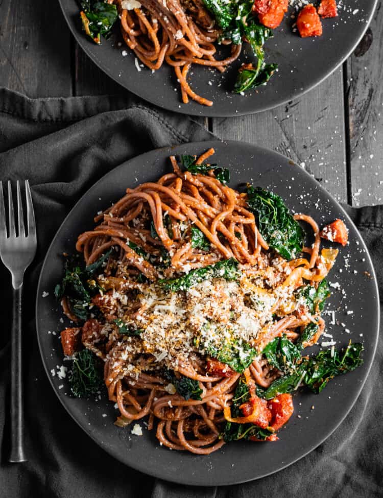 Red Wine Spaghetti on a dinner plate