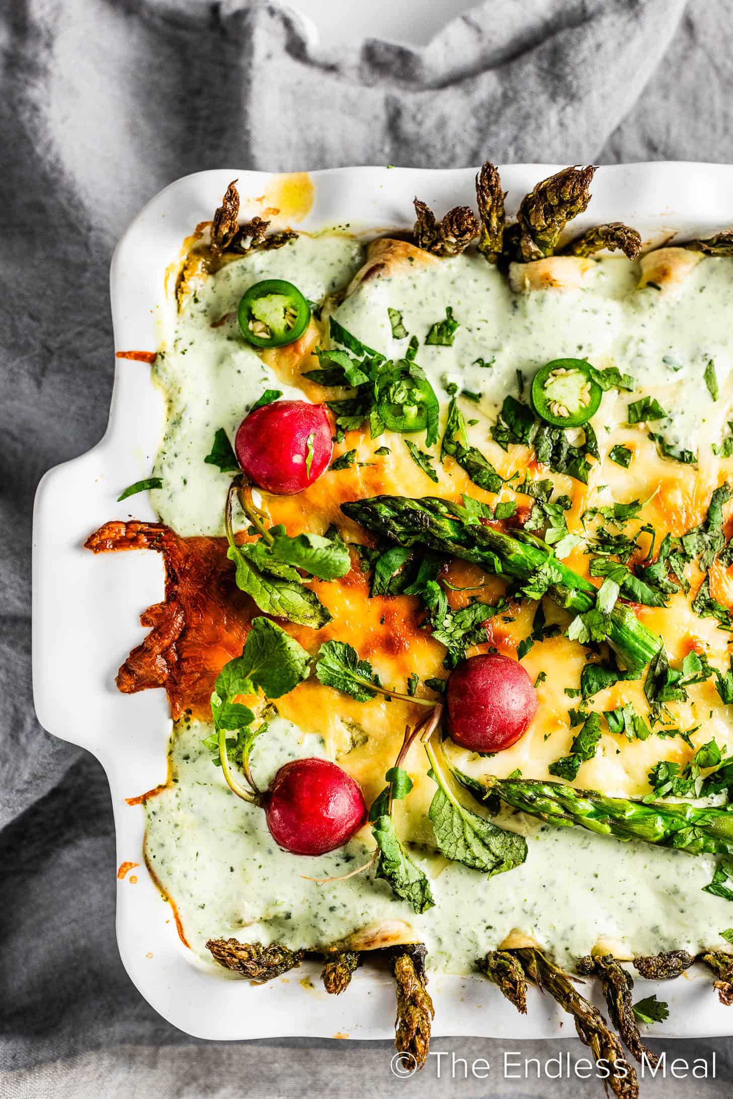 Spring Enchiladas on a pan.