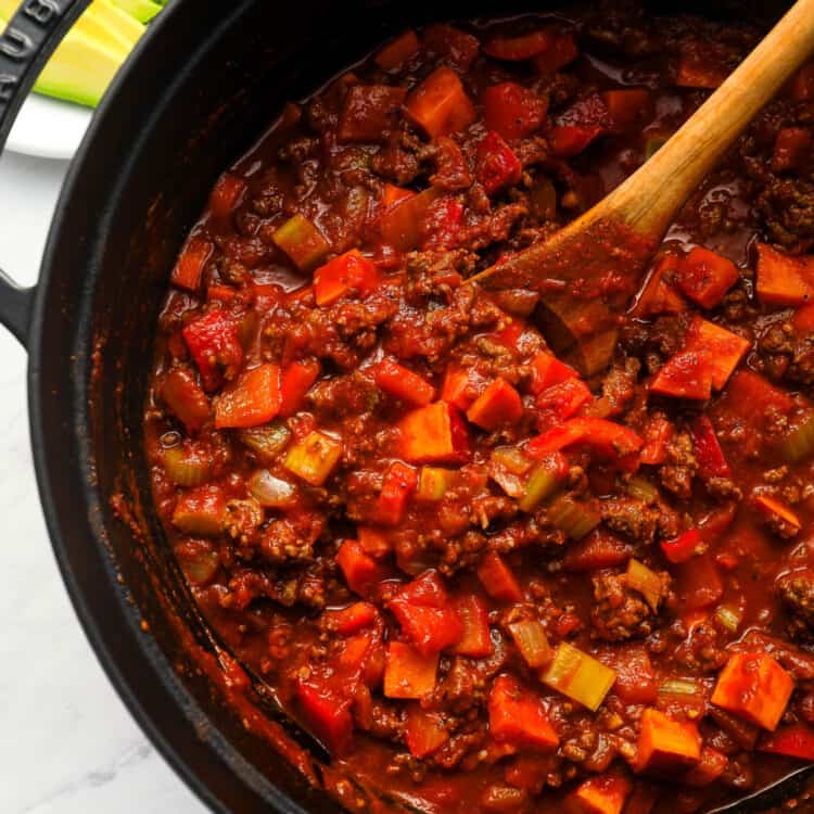 Paleo Chili being made in a pot