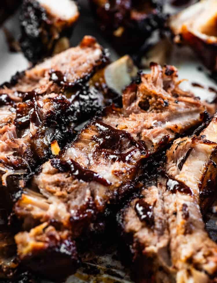 A close up of paleo ribs on a dinner plate