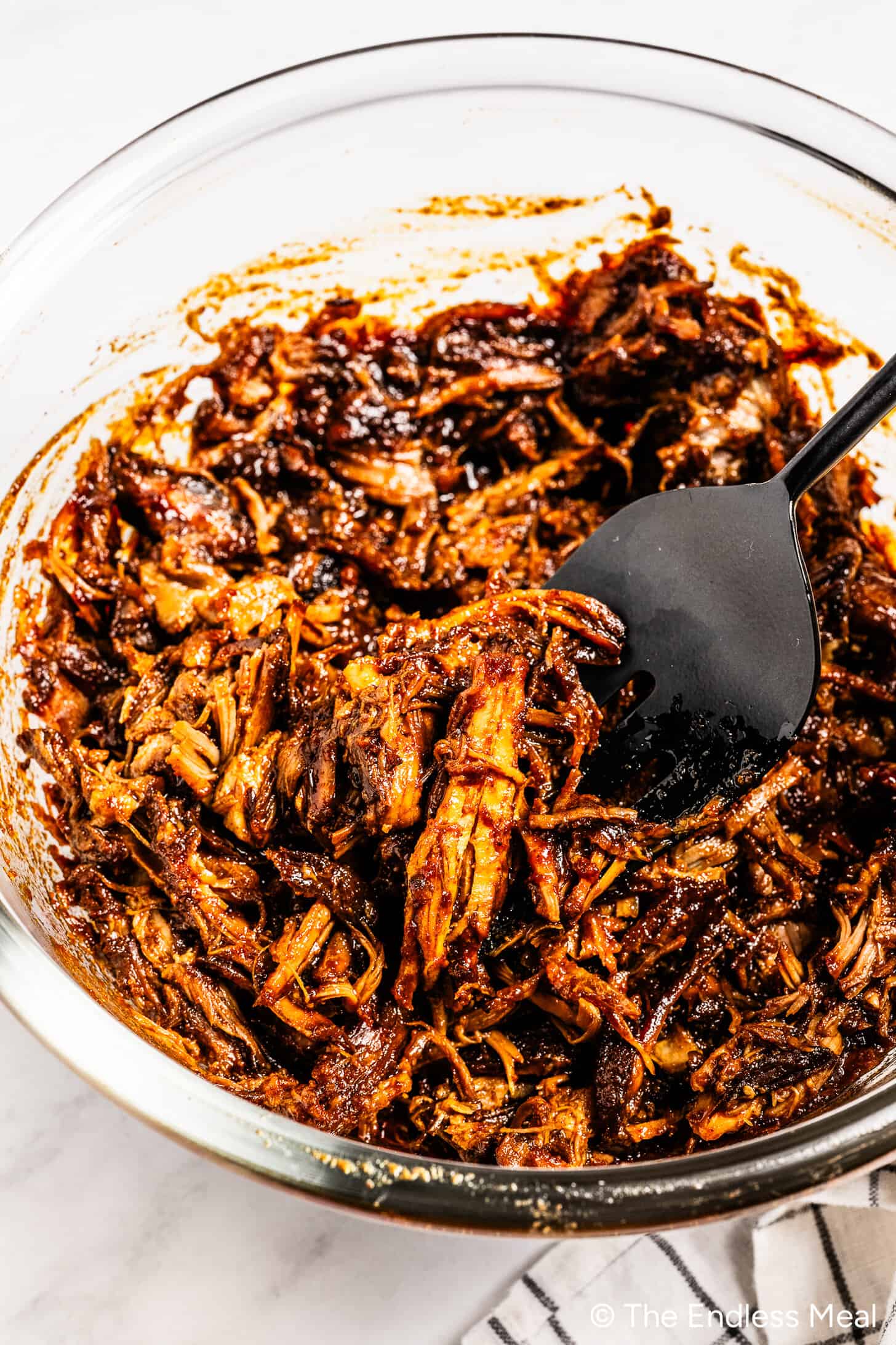 Saucy BBQ Pulled Pork in a bowl