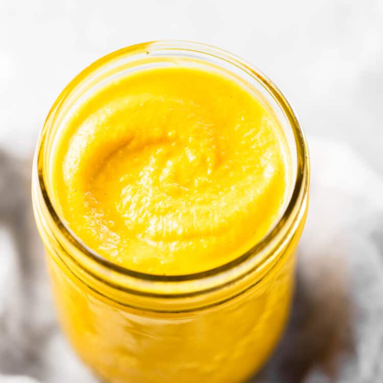 Carrot Ginger Dressing in a glass jar