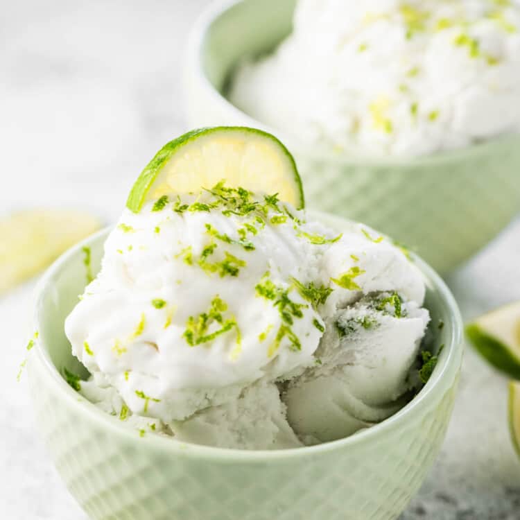 Coconut Lime Ice Cream in a dessert bowl