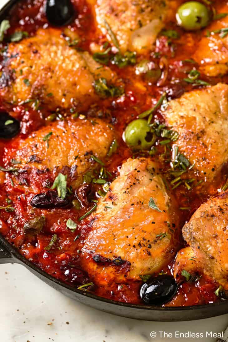 Italian Braised Chicken with Tomatoes and Olives