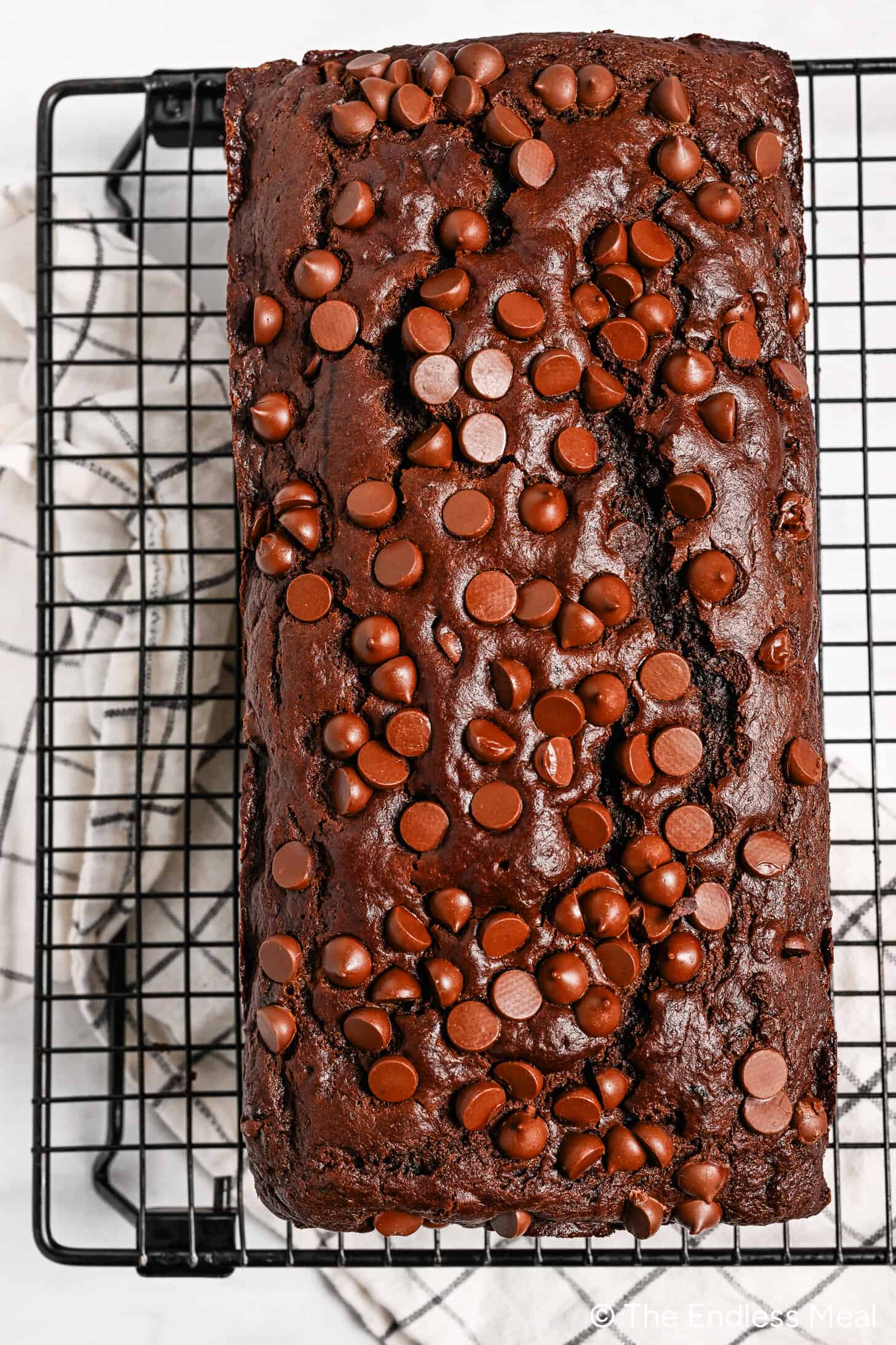 Looking down on a loaf of Chocolate Bread