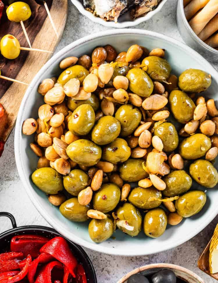 Marinated Olives on an appetizer table