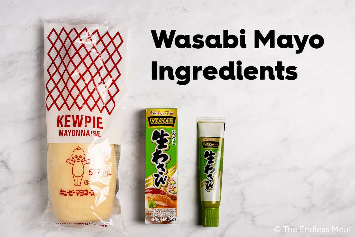 The ingredients needed to make wasabi mayo