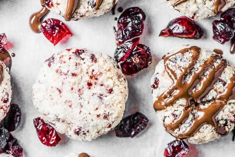 cranberry coconut macaroons on a dessert plate