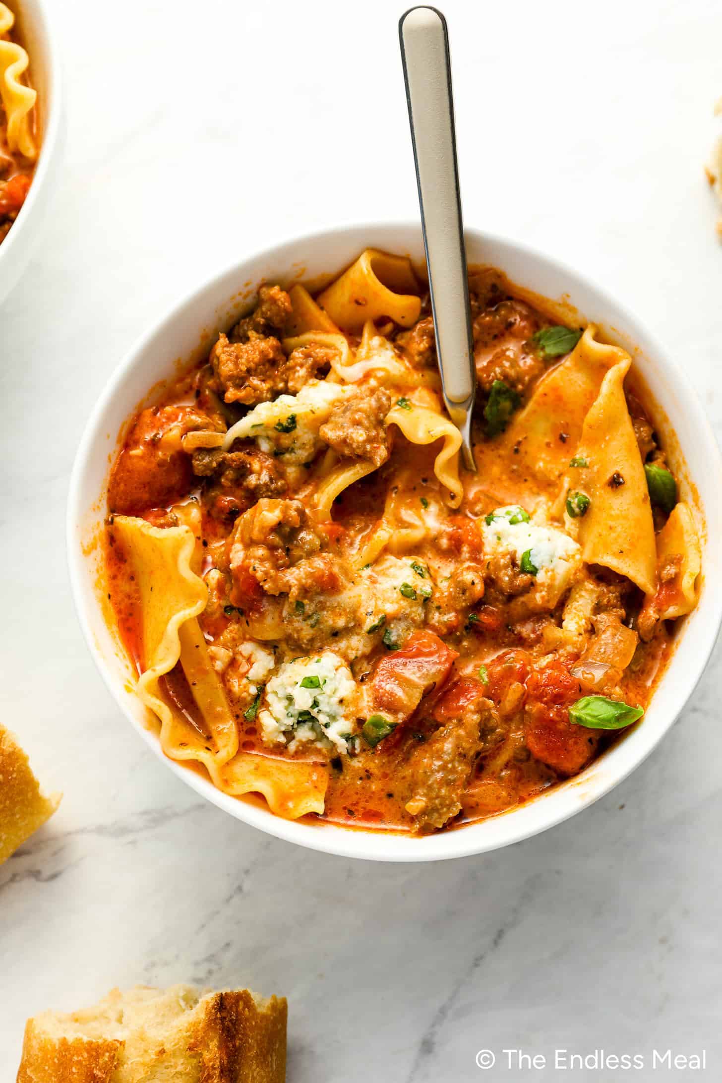 Meaty Lasagna Soup with Ricotta (30 Minutes!)