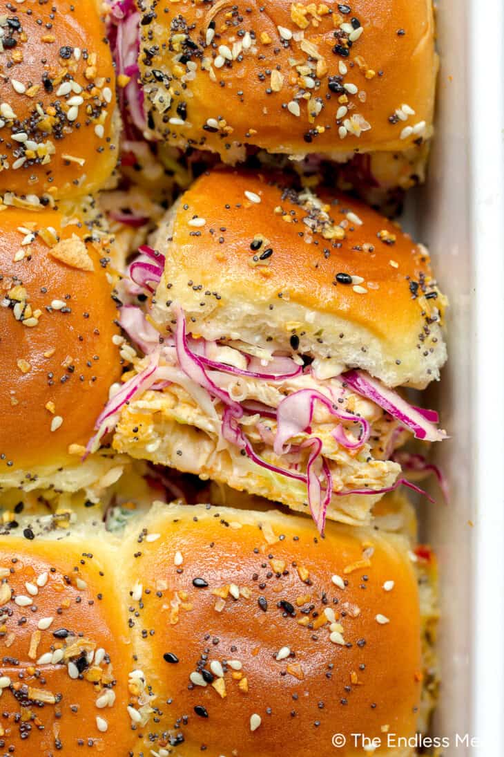 Buffalo Chicken Sliders with Creamy Ranch Slaw