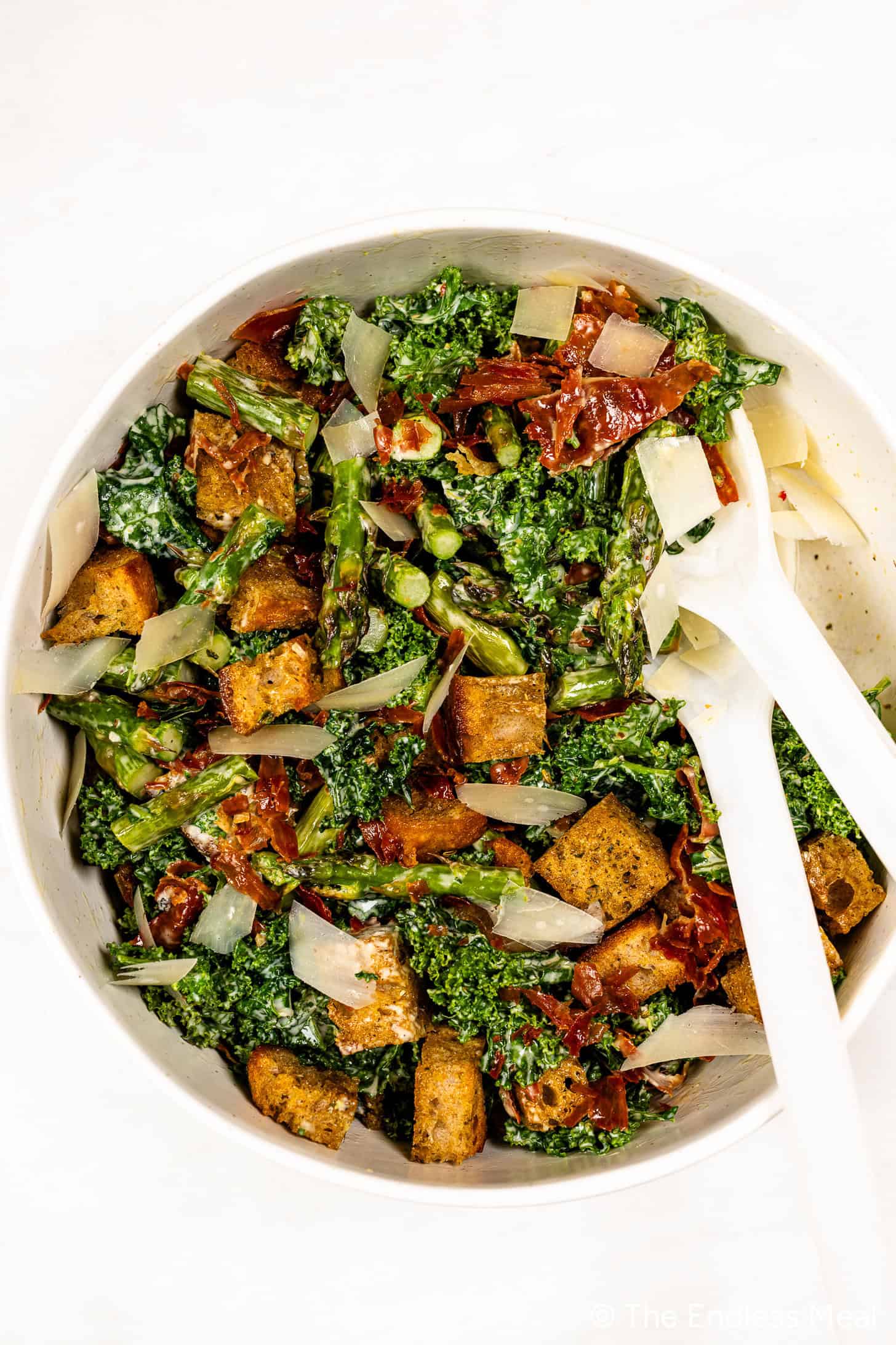 Kale and Asparagus Caesar Salad