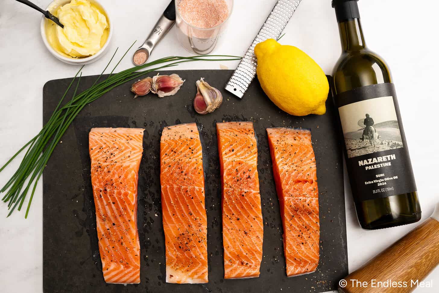 the ingredients needed to make lemon butter salmon